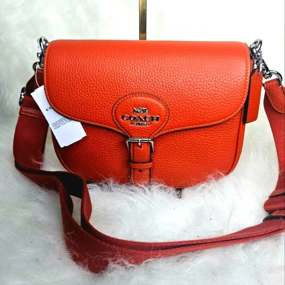 Coach Amelia Orange Saddle Bag with Silver Hardware NWT - Picture 1 of 10